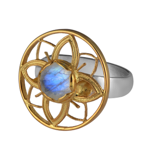 Bali Rainbow Moonstone Cocktail Ring (M (UK))