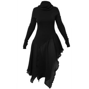 Black Long Asymmetrical Chiffon Tunic (XL)