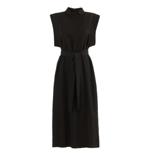 Stylish Straight Dress With Belt Black (M)