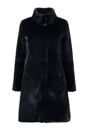 Jackie Faux Fur Shearling Coat Black (XS)