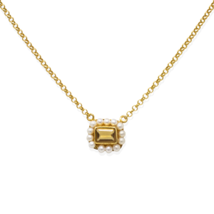 Luccichio Citrine And Pearl Necklace (16")