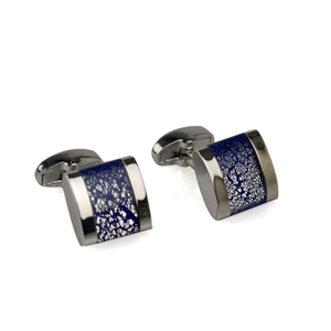Square Glittering Cufflinks - Silver & Blue