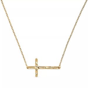 Delicate Gold Cross Choker Necklace (17")
