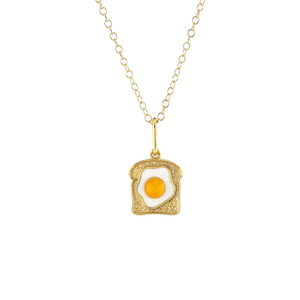 Egg On Toast Enamel Charm Necklace (16")