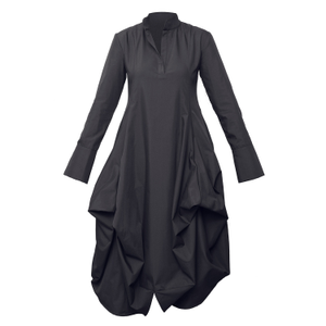 Asymmetric Shirt Dress In Black (XXL)