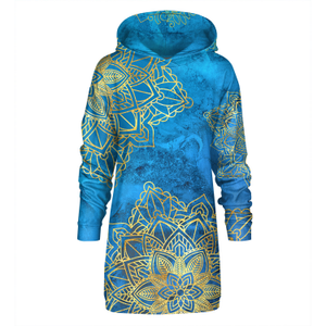 Blue Boho Hoodie Oversize Dress (XXL)