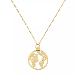 Chunky Gold Globe Earth Necklace (17")