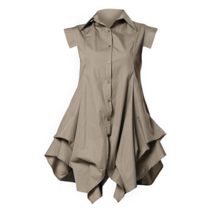 Extravagant Cotton Shirt In Khaki (L)