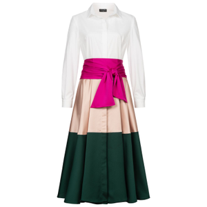 Taupe-Green Colorblock Shirtdress (L)