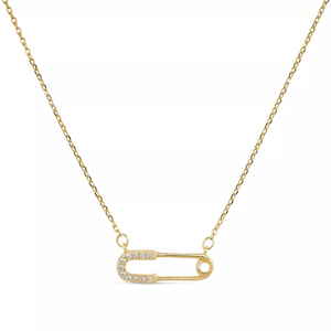 Dainty Gold Safety Pin Necklace (18")