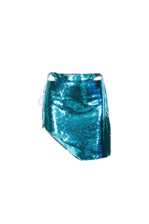 Hailey Blue Sequinned Mini Skirt (L)