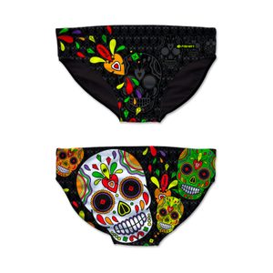 Swim Briefs Mexican Skull Graphic- Black (XL)