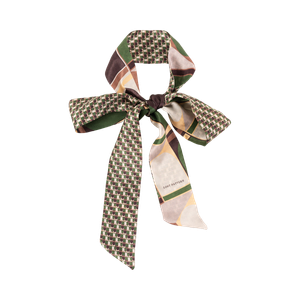 "Modular" Silk Skinny Scarf Green