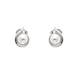 Platinum & Pearl Curl Clip Earrings