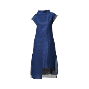 Asymmetric Linen Dress In Blue (M)