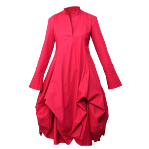 Asymmetric Shirt Dress In Red (XL)