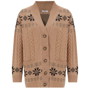 Ivory Cable Knit Cardigan In Camel (S/M)