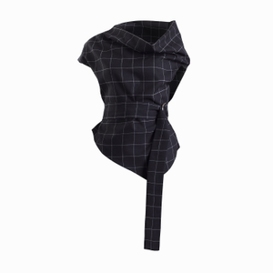Theo Black Grid Asymmetric Top (S)