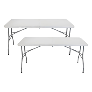 Pack 2 Mesas Plegables Rectangulares para Catering Blanco 150x74cm Thinia Home