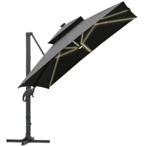 Outsunny 3 x 3(m) Aluminum Sun Square Canopy Top w/ Adjustable Pole Angle Dark Grey