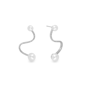 Pearl Wave Earrings In Silver