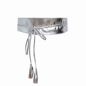 Silver Leather Belt Pom-Pom (L)