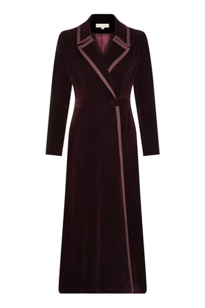 Velvet Dress Coat - Deep Plum (S)
