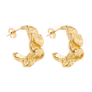 Crumpled Gold Statement Chunky Earrings Hoops (one size)