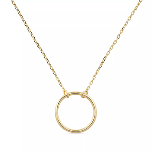 Gold Circle Disc Necklace (18")