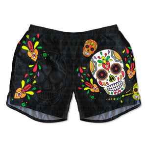 Black Swim Shorts Mexican Skull Graphic - Muertos Black (M)