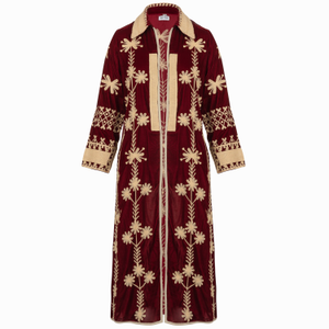 Suki Claret Silk Velvet Coat (XL)