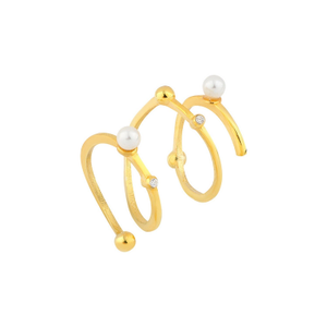 Gold Spiral Pearl Ring