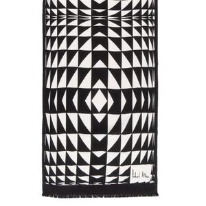Black And White Prism Long Silk Scarf