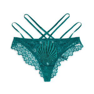 Venus Green Lace Ouvert Panty With Shell Detail (XL)