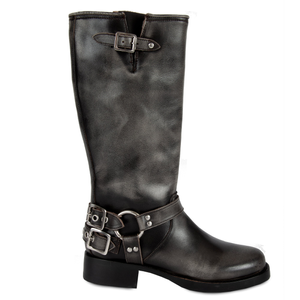 Tall Biker Gray Boots (6 UK)