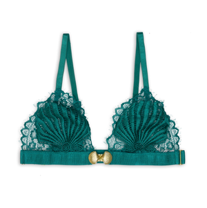 Venus Green Lace Bralette With Shell Detail And Front Clasp (L)