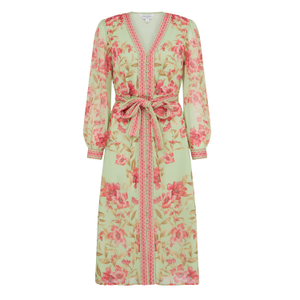 Naomi  Green Button Through Shirt Midi Dress (L)