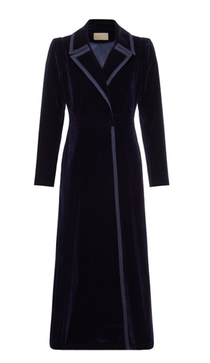 Navy Blue Velvet Dress Coat (XL)