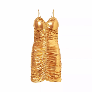 Yaya Gold Ruched Mini Dress (XS)