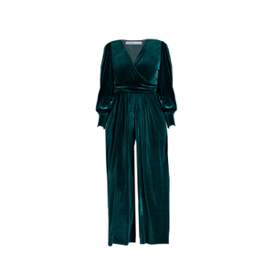 Ava Velvet Jumpsuit - Emerald (L)