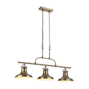 3193-3AB Dallas 3 Light Bar Pendant Antique Brass Metal