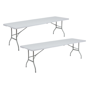 Pack 2 Mesas Plegables Rectangulares para Catering Blanco 240x74cm Thinia Home