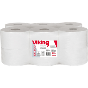 Viking Mini Jumbo Toilet Paper 2 Ply 1193063 12 Rolls of 529 Sheets