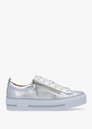 Filician Silver Metallic Leather Side Zip Trainers
