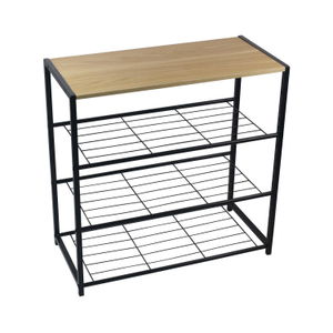 Banco Zapatero Estilo Industrial 3 Baldas Erbu Negro/Marrón 63x30x63cm O91
