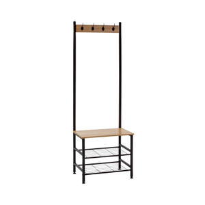 Perchero Metálico con 4 Colgadores y 3 Baldas de Madera Viem 175x60x40cm 7house