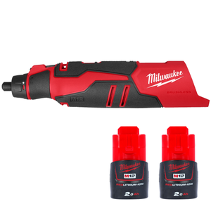 Milwaukee M12BLROT-0 12V Cordless Brushless Rotary Tool With 2 x 2.0Ah Batteries