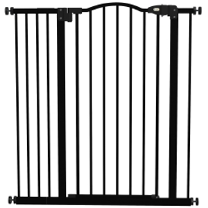 PawHut Pressure Fit Dog Stair Gate No Drilling Safety Gate Auto Close for Doorways, Hallways, 74-94cm Adjustable, 94cm Tall, Black