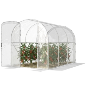 Outsunny Polytunnel Greenhouse Walk-in Grow House with PE Cover, Door and Galvanised Steel Frame, 3 x 2 x 2m, Clear