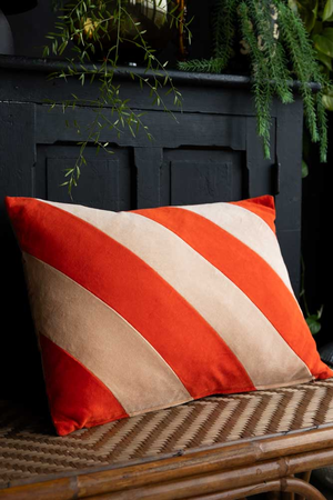 HKLIVING Red & Pink Stripe Velvet Cushion